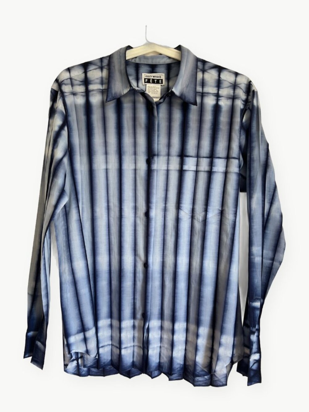 Issey Miyake Fête 2000s Gradient Blue Stripe Button Up Shirt 3